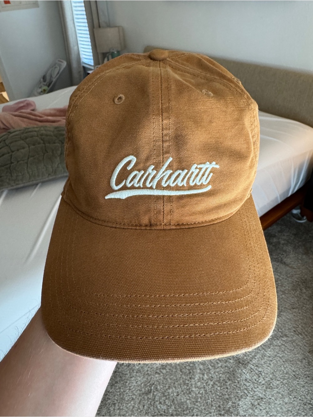 Carhartt Script Logo Cap in Carhartt Brown with White Embroidery